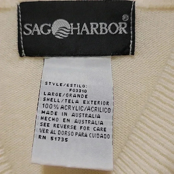 Sag Harbor Lightweight Cream Sweater Size Large - Picture 3 of 6